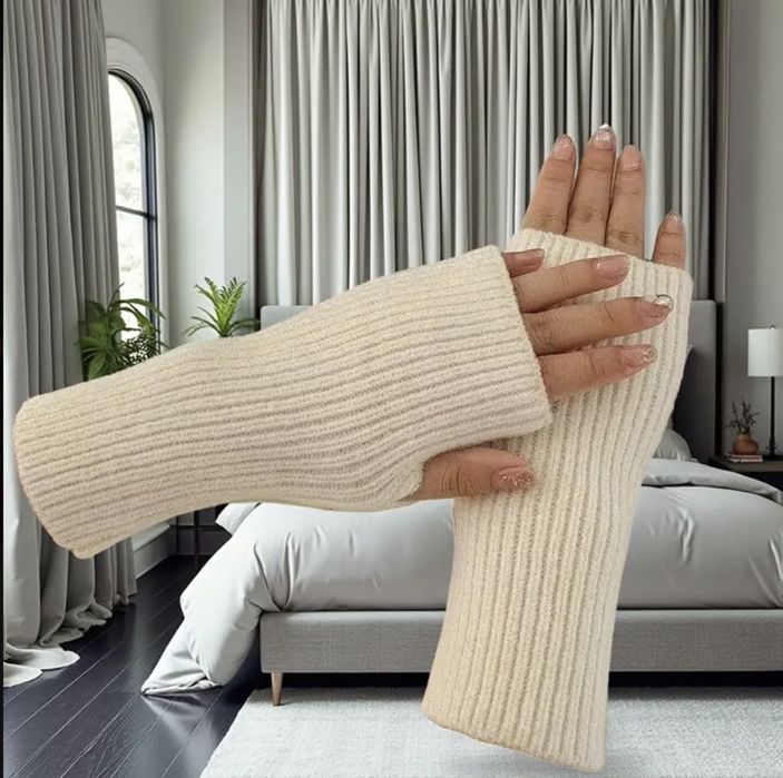 Рукавички без пальців колір  молочний