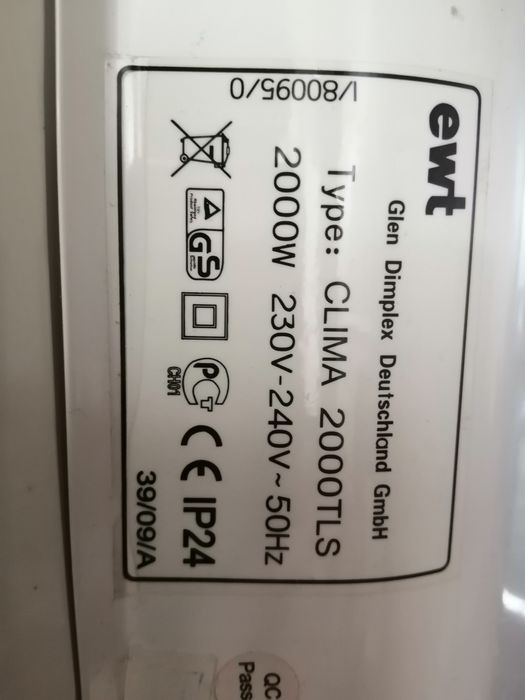 Электро обогреватель ewt 2000 Германия