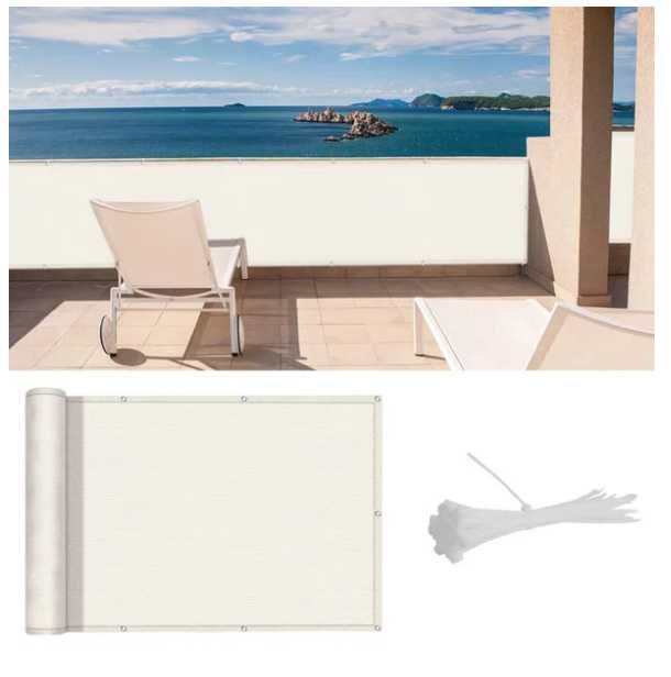 Wodoodporna Osłona Mata Balkonowa 75x300cm Kremowa OFFWhite
