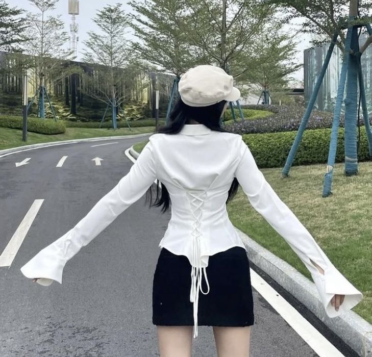 Корсетная рубашка  с завязками на спине modern chic ,fashion street