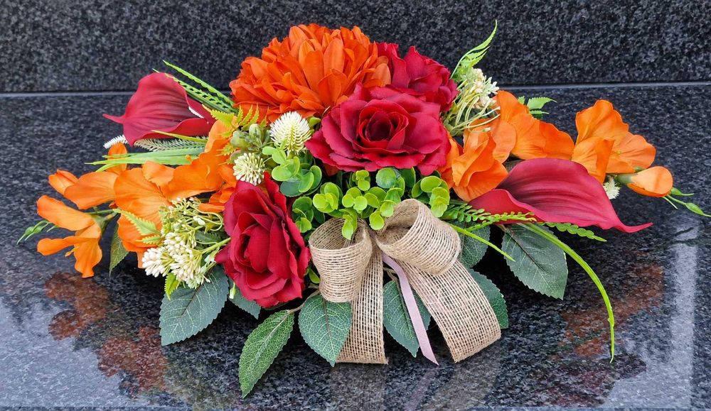 Stroik IKEBANA kompozycja kwiatowa na grób cmentarz Z451