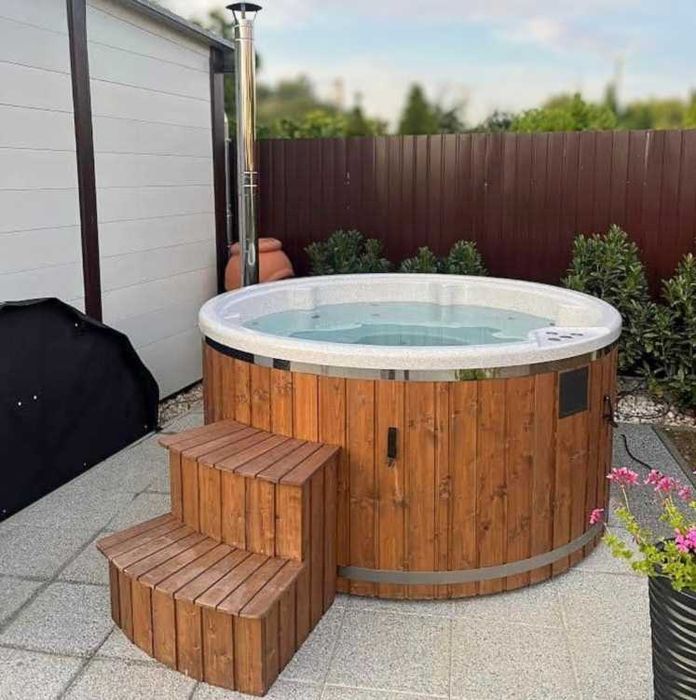 Balia ogrodowa premium SPA - AKRYL - piec 316L 205 225 jacuzzi wanna bania ogrodowa całoroczna hydromasaż airmasaż filtracja schody 24 msc gwarancja