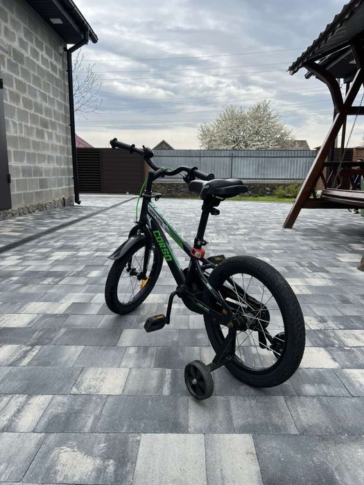 Продам дитячий велосипед CORSO на 16 дюймів з допоміжними колесами в гарному стані