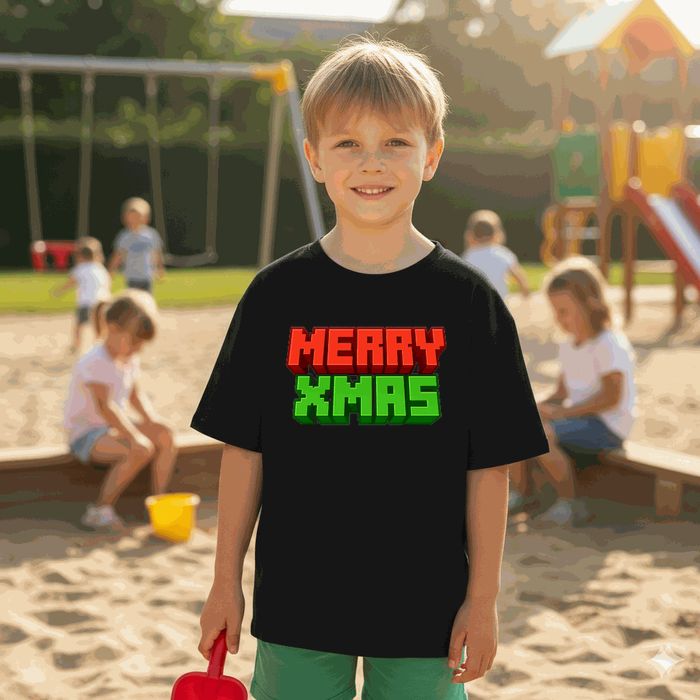 Koszulka dziecięca czarna Blokowa minecraft prezent święta 152