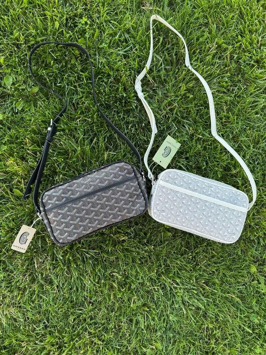 Сумка Goyard месенджер через плече гуаярд чорна і біла