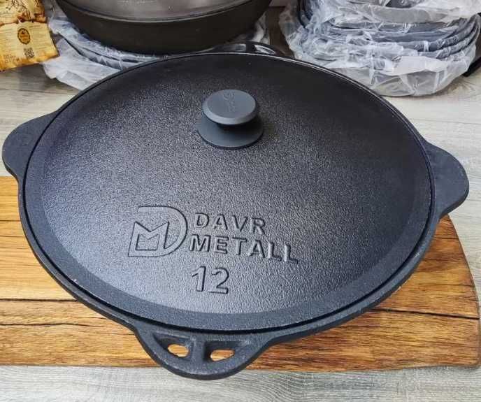 Казан чавунний узбецький Davr Metall 6 8 10 12 16 22 50 л з кришкою для плову мангалу вогню