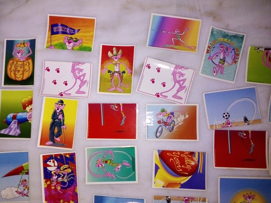 Conjunto de 48 Cromos Antigos Pink Panther
