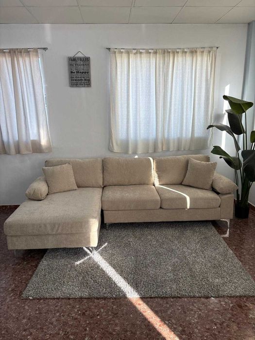 Sofá Com Chaise Longue Pés Altos NOVO - envío gratis!