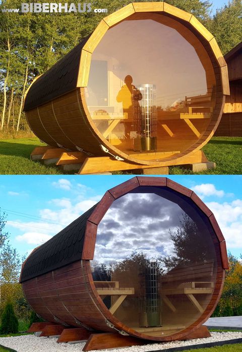 SAUNA Ogrodowa 400 cm + OKNO 100% + PRZEDSIONEK + GRATIS Beczka / Wiata + Akcesoria