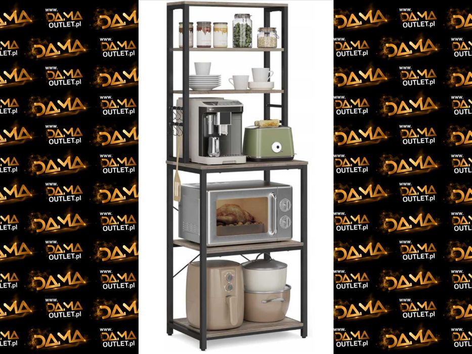 **REGAŁ kuchenny 6 półek stojący stalowa rama Vasagle 40x60x167cm szaro czarny DaMaOutlet.pl**