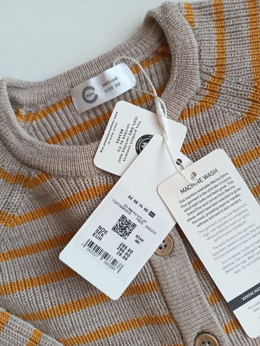 Nowy sweterek termoaktywny wełna merino Cubus 86 92 prezent święta