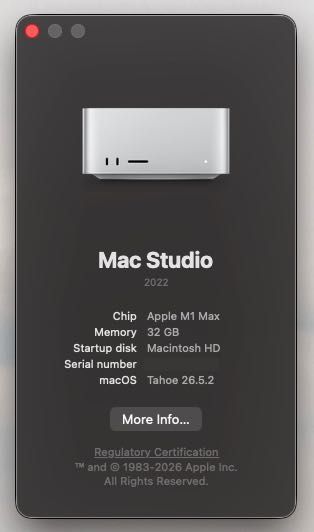 Apple Mac Studio M1 Max | 32 GB RAM | 512 GB SSD | 2022 | Excelente Estado