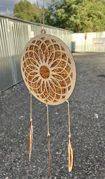 Łapacz snów bursztyn drewno prezent