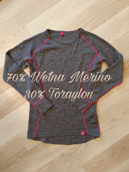 Wełniana Bluzka termoaktywna z wełny merino z długim rękawem 10lat