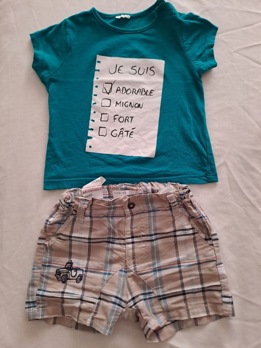 Conjunto 2 T-shirts + calção 3-6 M