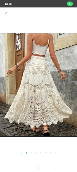 Ажурна льняная спідниця у стилі бохо