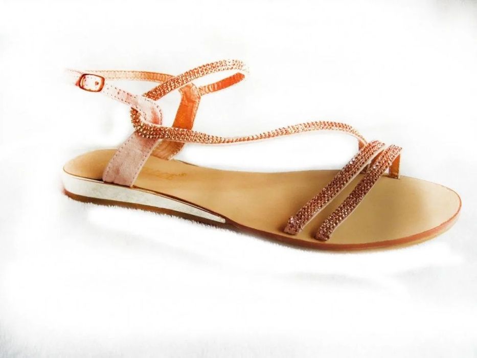 Sandały młodzieżowe PŁASKIE złote 38