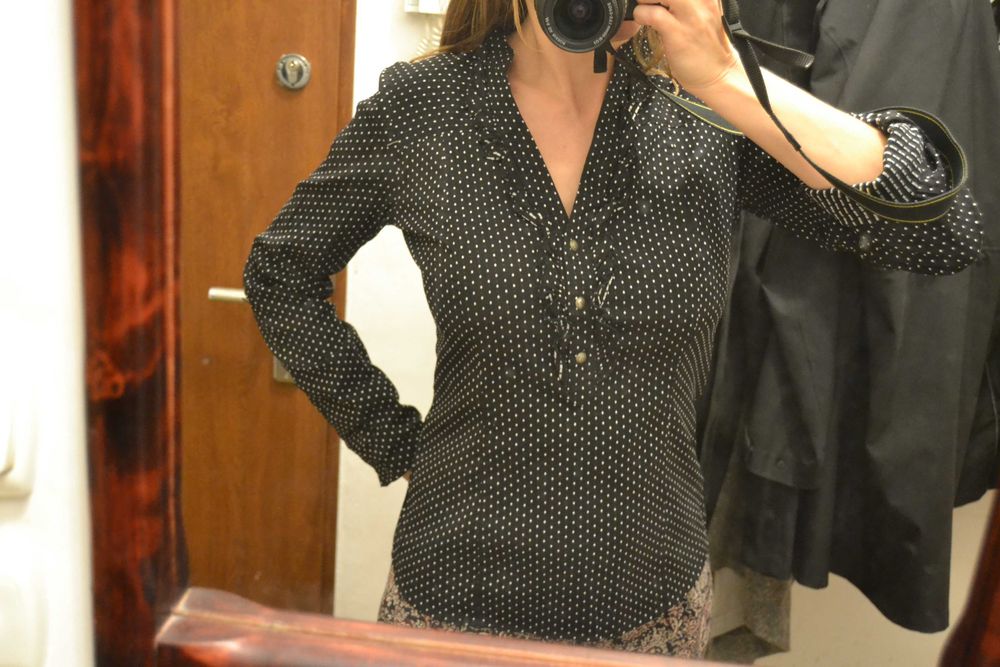 Czarna koszula w białe kropki Next 38 M