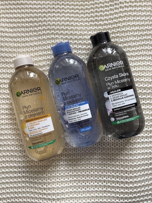 3 plyny micelarne Garnier nowe