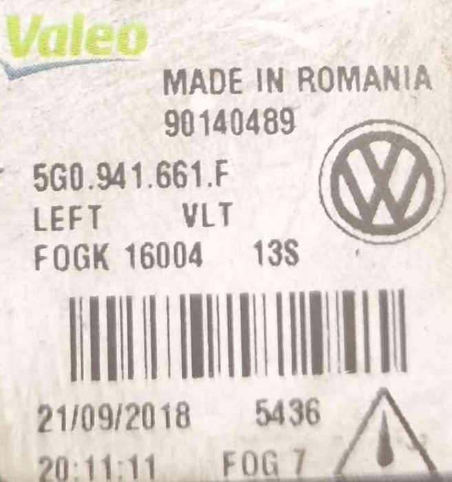 Farol Nevoeiro Frente Esquerdo 90140489 - VW GOLF VII