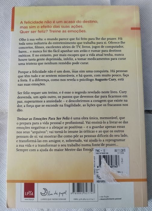 Livro treinar as emoções para ser feliz,de Augusto Cury