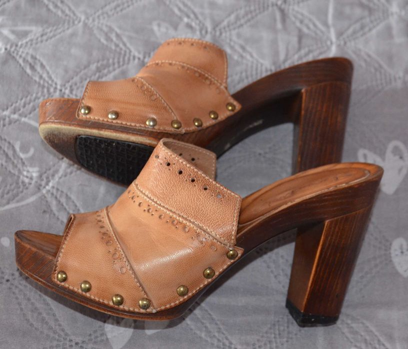 klapki skórzane na drewnianej podeszwie LASOCKI rozmiar 36