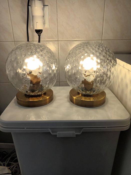 Par de candeeiros de mesa + oferta de castiçal cristal