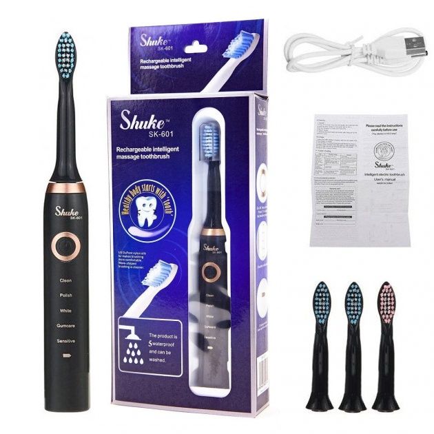 Електрична щітка Shuke SK-601 акумуляторна. Ультразвукова щітка для зу