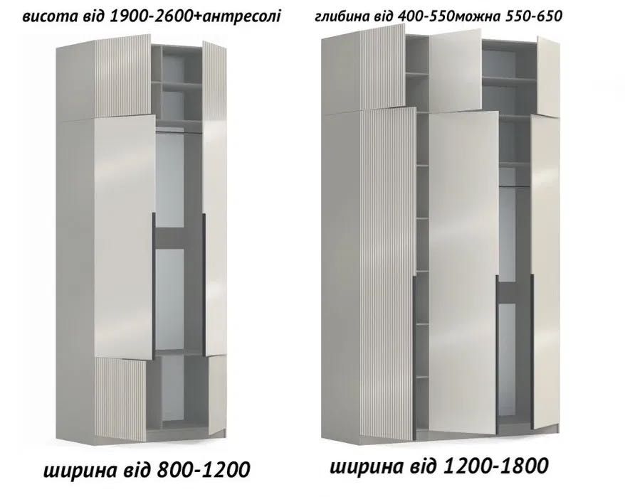 Шафи розпашні під ваші розміри,МДФ фарба ,ЛДСП 17 кольорів,мат,глянець