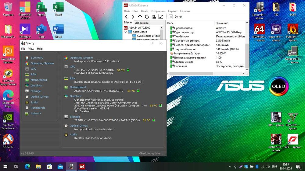ASUS 15,6HD Игровой ноут [HD| i3 5005 |8GB |Nvidia 920M | SSD 240]