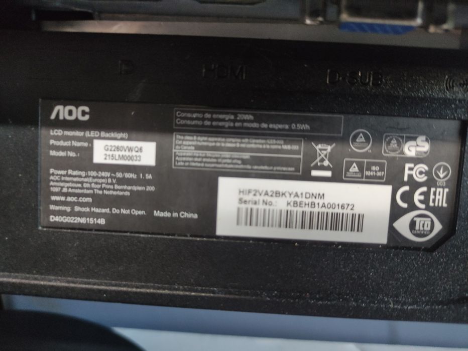 Monitor AOC 21.5 cala