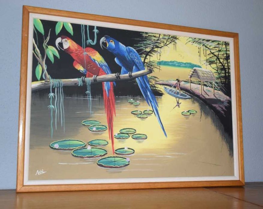 Quadro pintado pelos índios da Amazónia brasileira (assinado pelo autor)