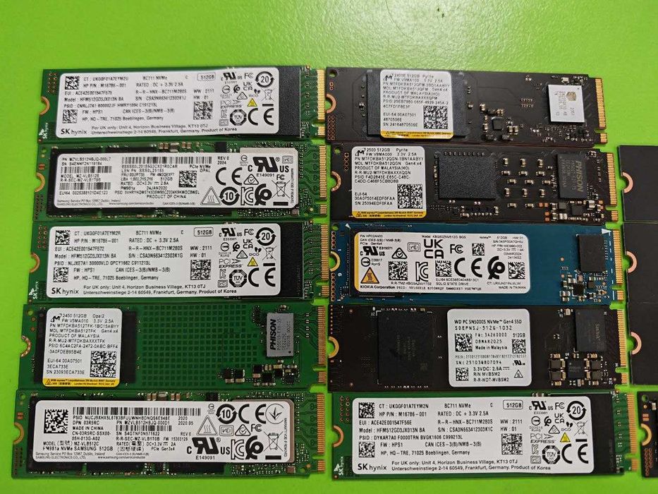 SSD диск M.2 NVMe OEM Samsung, Micron, 512Gb PCIe М.2 2280 ССД 512Гб