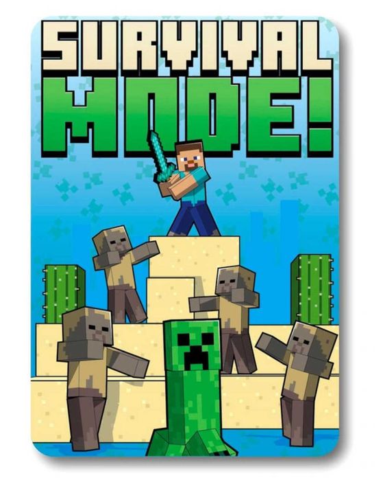 Флисовый плед Майнкрафт Крипер - подарок для фаната игры - 100х140 см