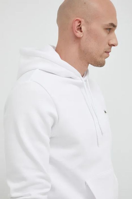 Bluza z kapturem biała z logo Lacoste M