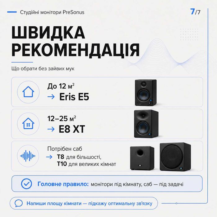 Студійні монітори Presonus Eris E5 / E8 XT + сабвуфери T8 / T10