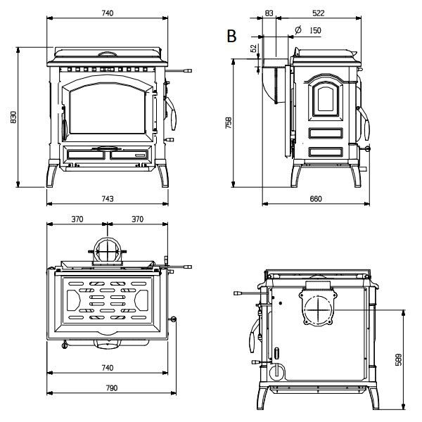 Piec żeliwny z płytą grzewczą La Nordica Isotta Con Cerchi Evo