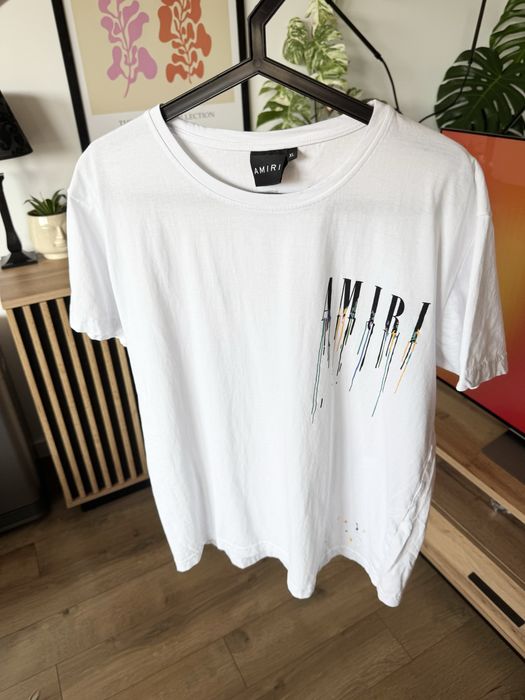 Biały T-shirt koszulka Amiri