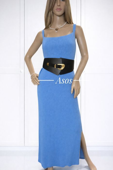 Sukienka maxi ASOS Design swetrowa niebieska XXL letnia elegant