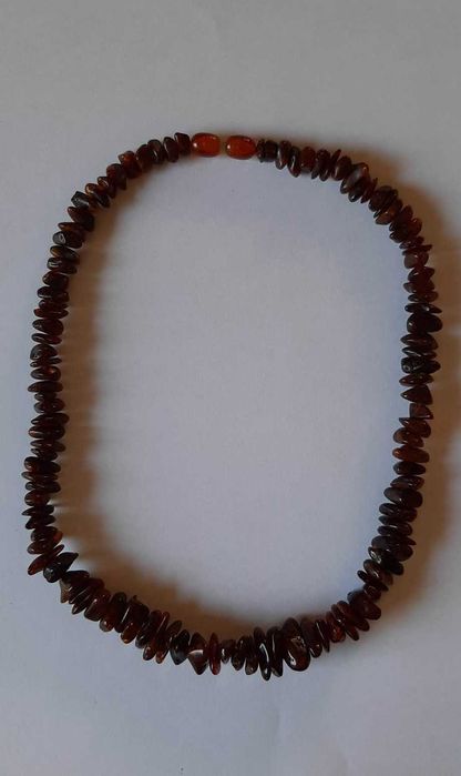 Naszyjnik korale z ciemno-brązowego bursztynu naturalnego 45cm