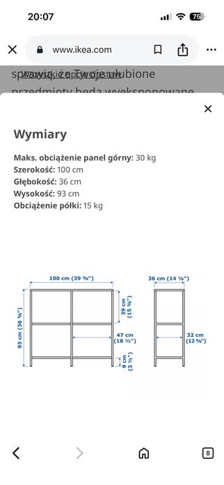 VITTSJO regał, konsola Ikea jak nowy