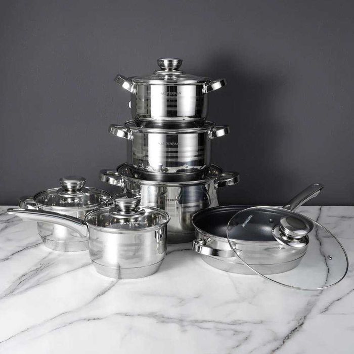 Zestaw garnków stal nierdzewna 12 el. indukcja gaz MP-5111