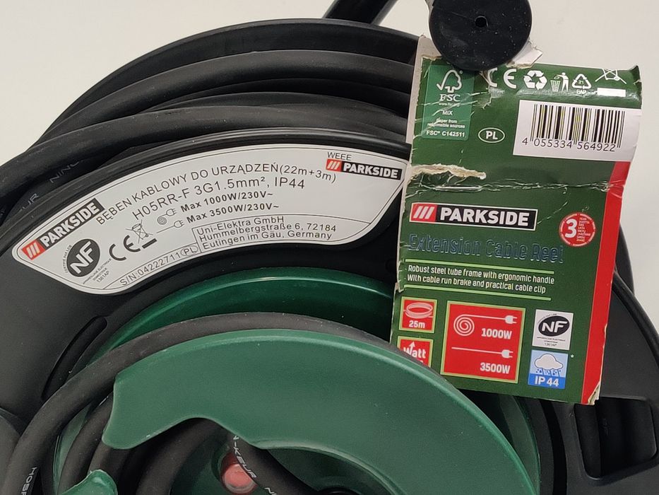 Мощный удлинитель сГерман Parkside 25м/переходник/переноска/подовжувач