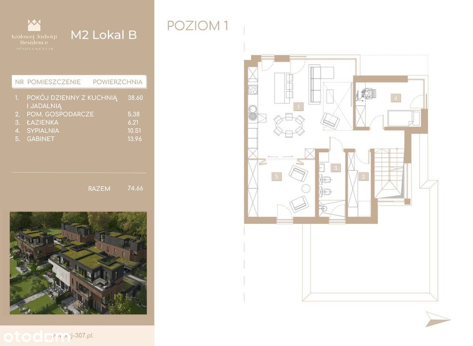 5-pokojowe mieszkanie 116m2 + 2 tarasy