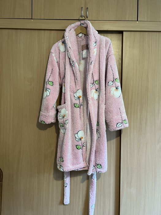 Szlafrok miękki różowy puchaty