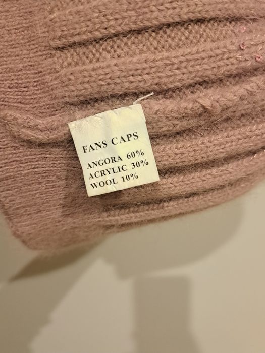 Fans caps wełna czapka pudrowy brudny róż elegancka