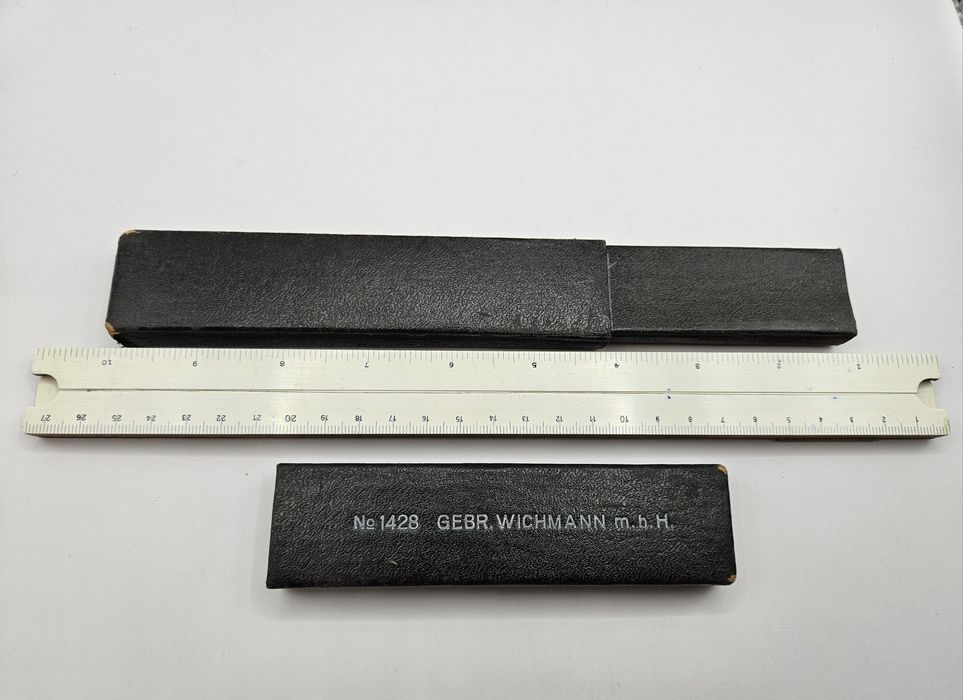 Zabytkowy suwak logarytmiczny Gebr. Wichmann No. 1428 z etui | Vintage