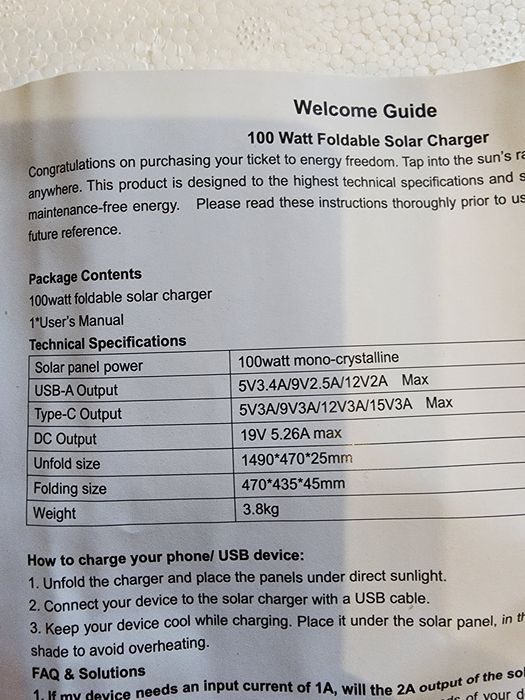 Солнечная панель Junlee 100w 19v