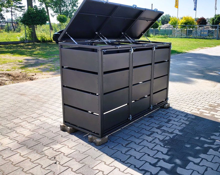 Nowoczesna Zabudowa koszy na śmieci stalowa premium