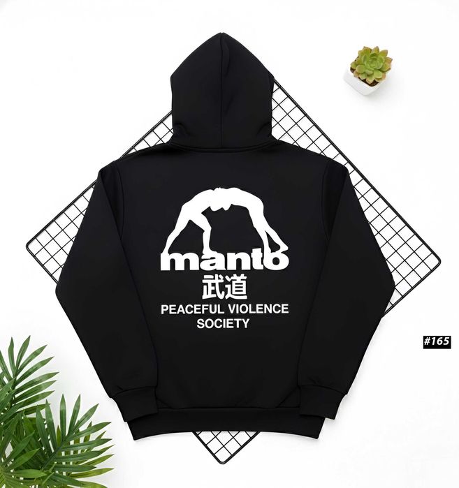 XS S M L XL — Черное Худи MANTO Society — Чоловіча Кофта МАНТО